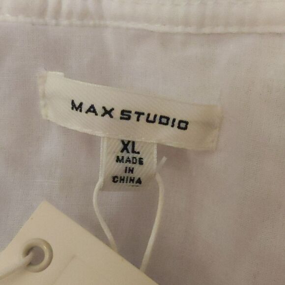 Max Studio NWT white cotton flutter slv flouncy ruffle dress, knee length XL - Picture 6 of 11